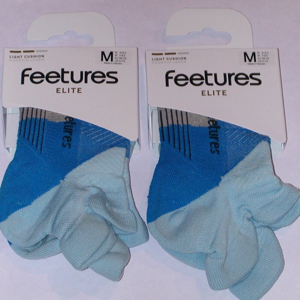 2 Pairs Feetures Elite Light Cushion Unisex No Show Tab Socks Women's Medium